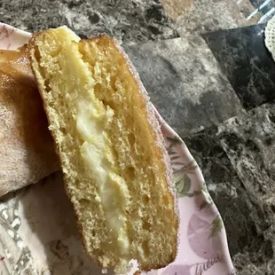 The delicious cream donut half.....