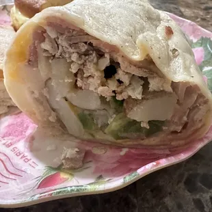 The egg white burrito half....