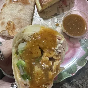 DELICIOUS white ham breakfast burrito, cream donut &amp; coconut flatbread 1/2 x3!