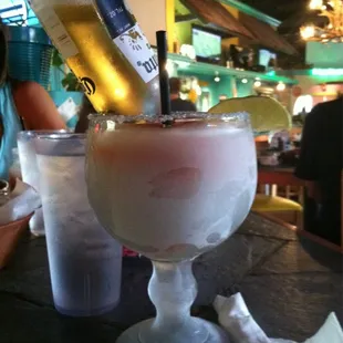 That, my friends, is a sangria-margarita swirl with a Corona. The original swirl is more popular, but I was oh-so-curious....