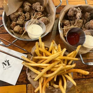 Popcorn Chicken and French Fries