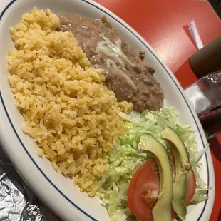 Rice, Beans &amp; &quot;Salad&quot; with fajitas