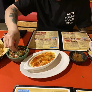Pico and queso. Their pico is fresh.
