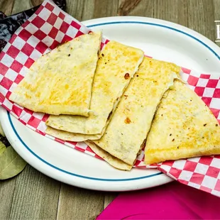 a plate of quesadillas