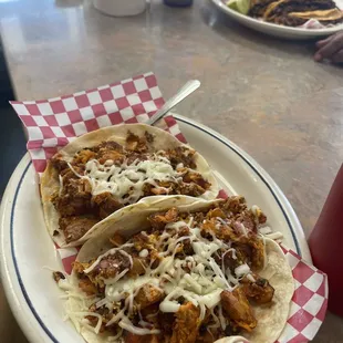 Breakfast tacos of Chorizo with cheese