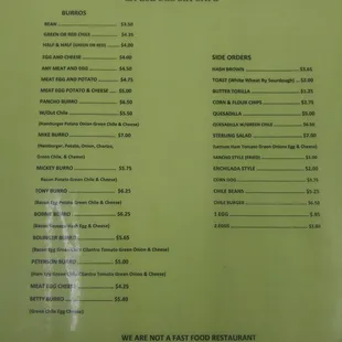 Updated Menu