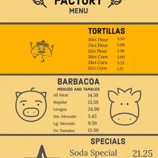 La Luz Tortilla Factory Menu