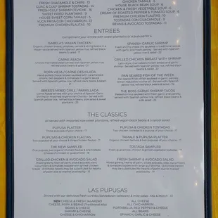 DINNER/CENA MENU