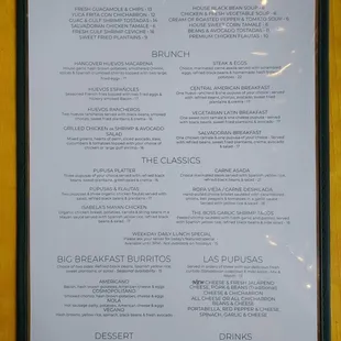 BRUNCH/ALMUERZO MENU