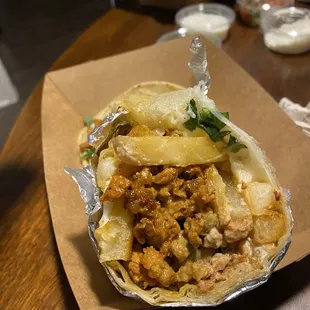 Cali burrito with al pastor meat