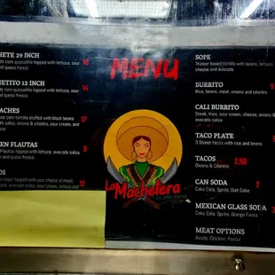 The menu on the truck