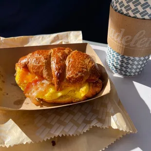 Egg cheese n bacon croissant