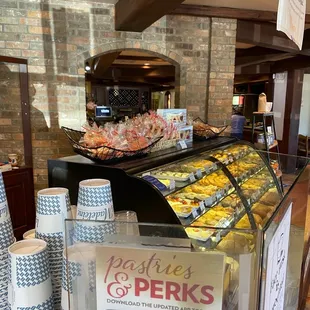 a display of pastries and desserts