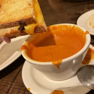 Four Cheese Grilled Cheese + Tomato Basil Soup
