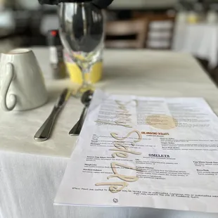 Glass stemware and extensive paper menu
