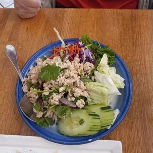 Larb with chicken. Very yummy.