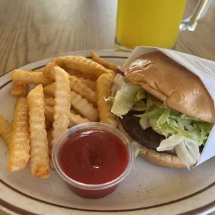 a burger and french fries