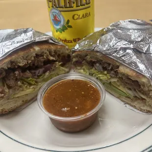 a sandwich cut in half
