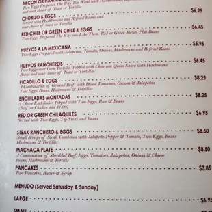 menu