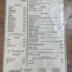 menu
