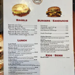 a menu for a sandwich