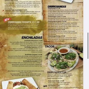 a menu for a mexican restaurant