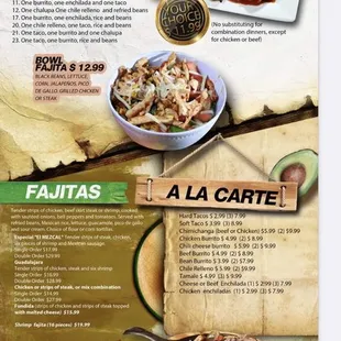 a menu for a mexican restaurant
