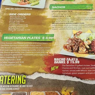 Salads, Appetizers, Vegetarian Menu