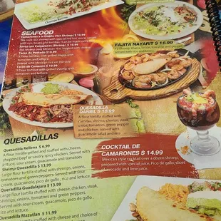 Burritos and Quesadillas Menu