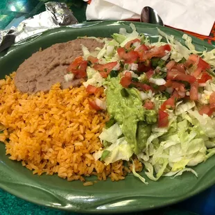 Rice &amp; beans with guacamole salad