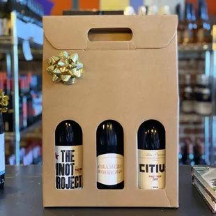 three bottles of wine