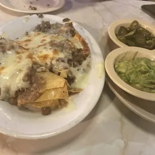 Beef and bean nachos with wonderful guacamole. And I never like anyone's but mine.