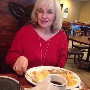 Mom getting her grub on!!