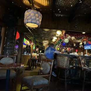 a bar with people sitting at the bar