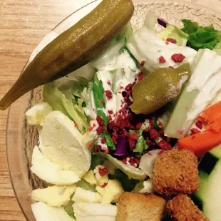 Salad bar with pickled okra