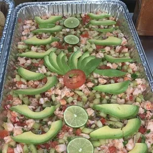 Charola de ceviche de camaron