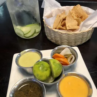 Complimentary salsas &amp; chips.