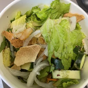Picture of one of the salads I picked , it&apos;s shows how the lettuce is changed color