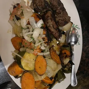 Shish combo with rice and veggie side