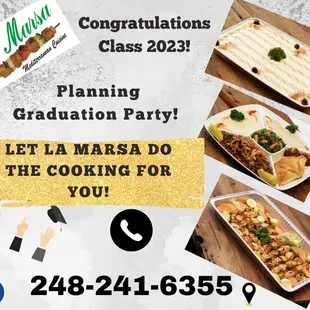 Celebrate your graduation with La Marsa!
Call us 248-241-6355