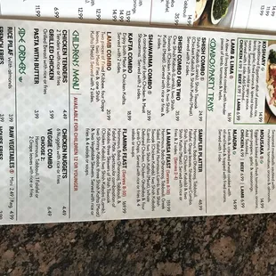 menu