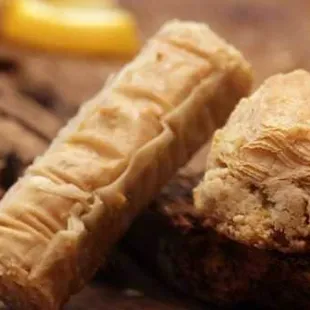 a close up of a piece of food