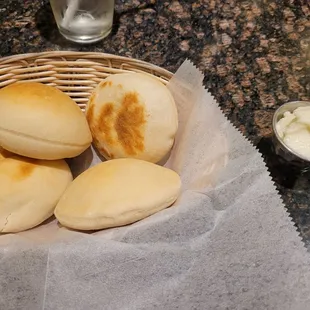 Fresh bread and garlic, complimentary