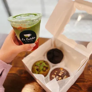 strawberry matcha + mochi muffins! yum!!