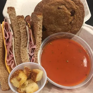 Melted Cheese Sandwich with Tomato Basil Soup