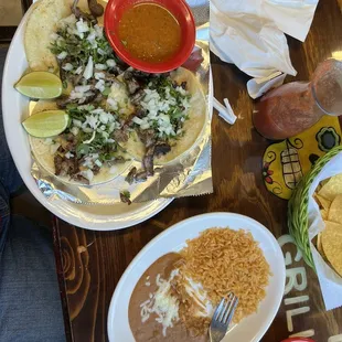Carne Asada Taco's with Rice and Bean