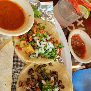 Steak and pastor taco