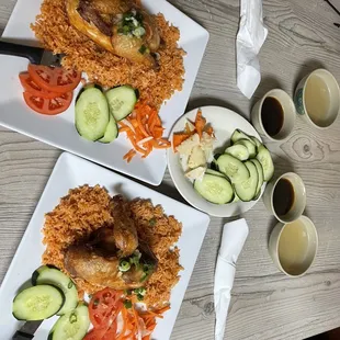 Deep fried chicken with tomato rice. The best