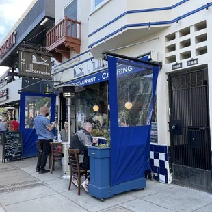Pleasant outdoor seating, all COVID measures in place