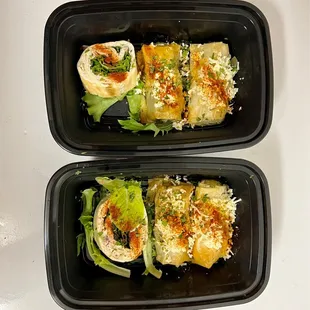 two trays of food